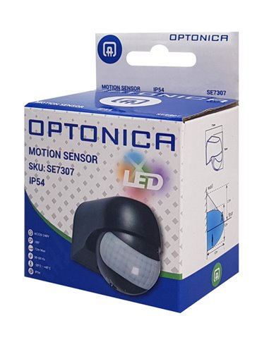 OPTONICA αισθητήρας κίνησης 7307, 180°, 12m, IP54, μαύρος