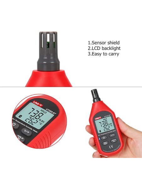 UNI-T ψηφιακό θερμόμετρο & υγρασιόμετρο UT333BT, Bluetooth