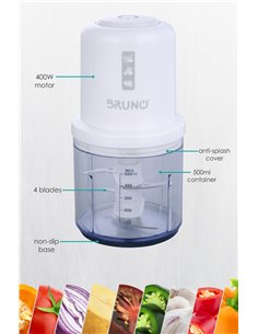 BRUNO πολυκόπτης BRN-0066, 500ml, 400W, 4 λεπίδες, λευκό