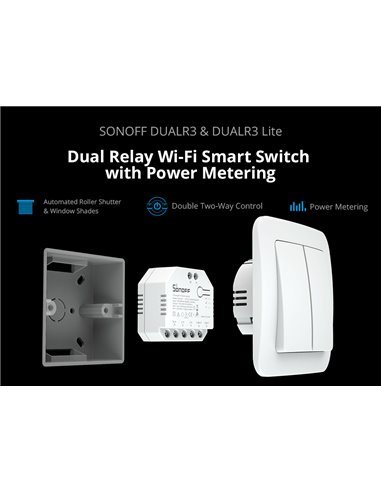 SONOFF smart διακόπτης DUALR3, 2-Gang, WiFi, 15A, λευκός