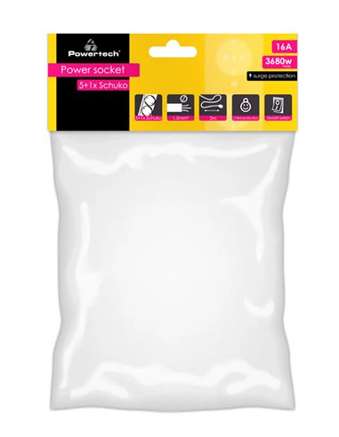 POWERTECH πολύπριζο ασφαλείας PT-994, 5+1 θέσεων schuko, 16A, 2m, μαύρο