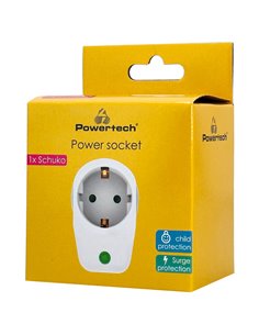 POWERTECH αντάπτορας ρεύματος PT-996, 1 θέση schuko, 16A, 3680W, λευκός