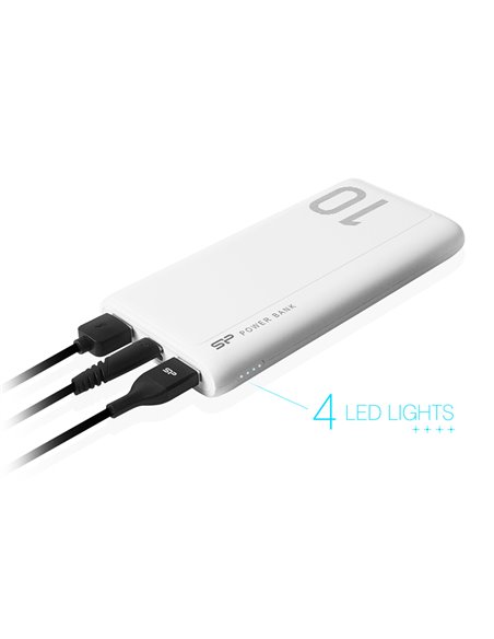 SILICON POWER power bank GP15, 10000mAh, 2x USB output, 2.1A, λευκό