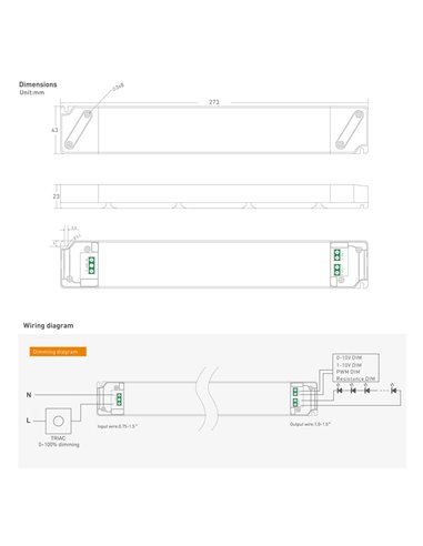 YSD τροφοδοτικό DC 100WUGP-12, 12VDC, 100W, 8.3A, IP20, dimmable