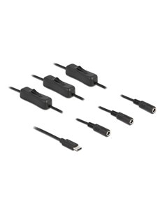 DELOCK καλώδιο USB Type-C σε 3x DC 5.5 x 2.1mm 86801, 1m, μαύρο