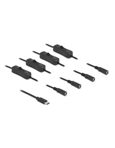 DELOCK καλώδιο USB Type-C σε 4x DC 5.5 x 2.1mm 86802, 1m, μαύρο