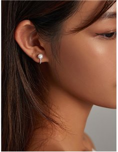 BAMOER σκουλαρίκια κρίκος SCE1288 με κυβική ζιρκόνια & πέρλα, ασήμι 925