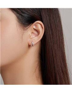 BAMOER σκουλαρίκια διπλοί κρίκοι SCE1187-A, κυβική ζιρκόνια, ασήμι 925