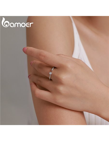 BAMOER δαχτυλίδι BSR203-A, κυβική ζιρκόνια, ανοιγόμενο, ασήμι 925, ασημί