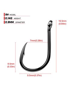 Αγκίστρια ψαρέματος FH080-N09-100JZ, με θήκη, No9, 100τμχ