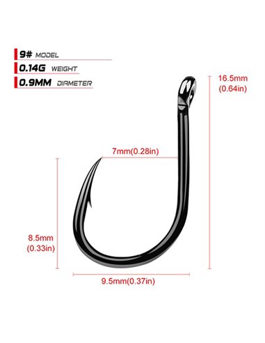 Αγκίστρια ψαρέματος FH080-N09-100JZ, με θήκη, No9, 100τμχ