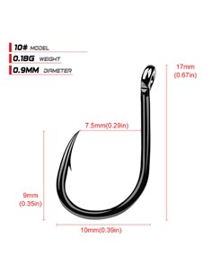 Αγκίστρια ψαρέματος FH080-N10-100JZ, με θήκη, No10, 100τμχ