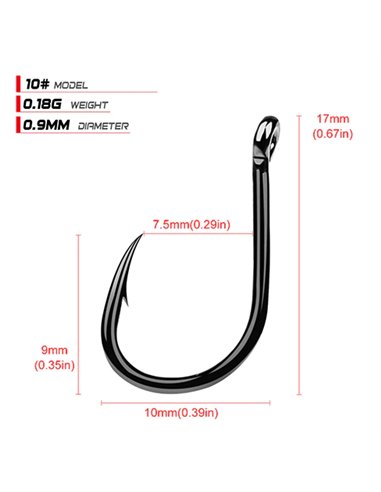 Αγκίστρια ψαρέματος FH080-N10-100JZ, με θήκη, No10, 100τμχ