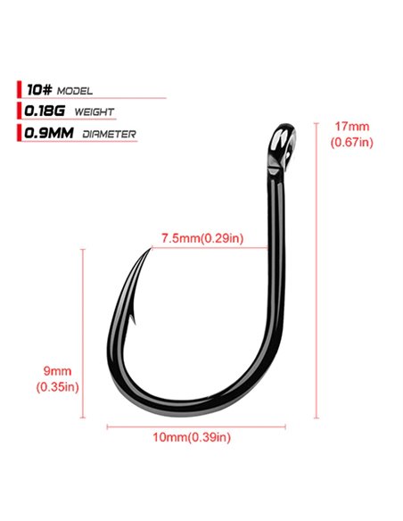Αγκίστρια ψαρέματος FH080-N10-100JZ, με θήκη, No10, 100τμχ