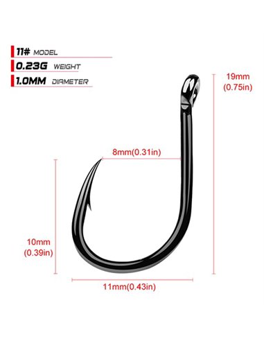 Αγκίστρια ψαρέματος FH080-N12-100JZ, με θήκη, No12, 100τμχ