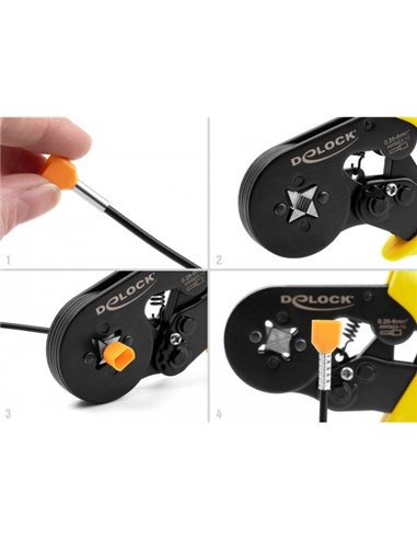 DELOCK πρέσα ακροδεκτών 90558, αυτορυθμιζόμενη, τετράγωνο, 10-23 AWG