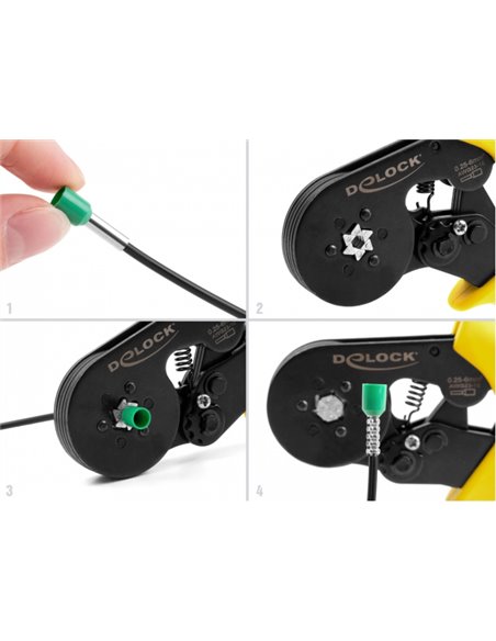 DELOCK πρέσα ακροδεκτών 90561, αυτορυθμιζόμενη, εξάγωνο, 10-23 AWG