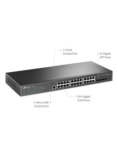 TP-LINK L2+ managed switch TL-SG3428, 24-Port Gigabit, 4x SFP, Ver. 2.0