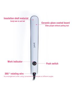 HTC ισιωτική μαλλιών JK-6016, 200°, 35W, λευκή-μαύρη