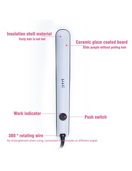 HTC ισιωτική μαλλιών JK-6016, 200°, 35W, λευκή-μαύρη