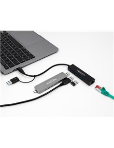 DELOCK docking station 64149, 4 θυρών, USB & USB-C σύνδεση, μαύρο