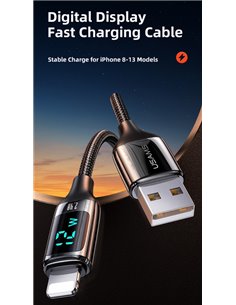 USAMS καλώδιο Lightning σε USB US-SJ543, 2.4A, 1.2m, μαύρο