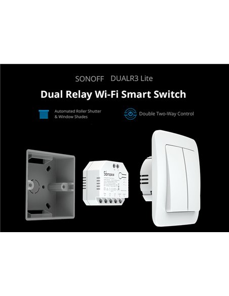 SONOFF smart διακόπτης DUALR3 Lite, 2-Gang, Wi-Fi, 15A, λευκός