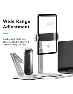 CABLETIME μεταλλική βάση tablet CT-PS03-AS, 4-13", ρυθμιζόμενη, λευκή