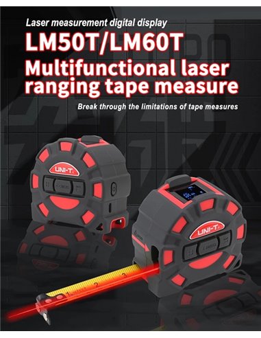 UNI-T ψηφιακό μέτρο laser LM60T, έως 60m, m/ft/in, με μετροταινία 5m
