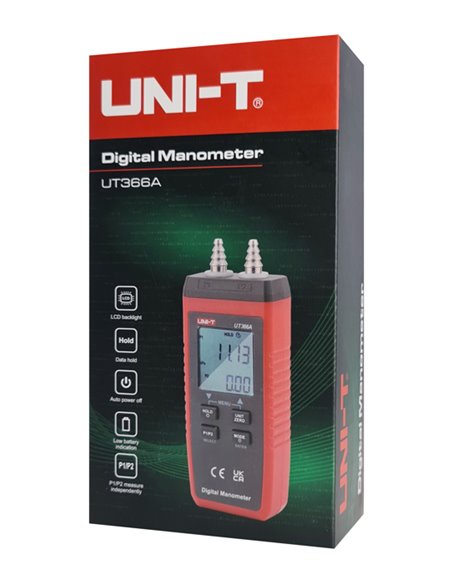 UNI-T ψηφιακό μανόμετρο UT366A, ανεξάρτητη μέτρηση PI/P2