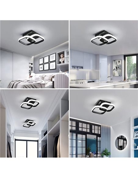 POWERTECH LED φωτιστικό οροφής HLL-0079, 20W, 4000K, 24x20cm, μαύρο