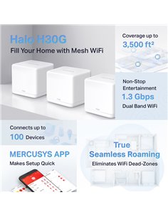 MERCUSYS Mesh Wi-Fi System Halo H30G, 1.3Gbps Dual Band, 3τμχ, Ver. 1.0