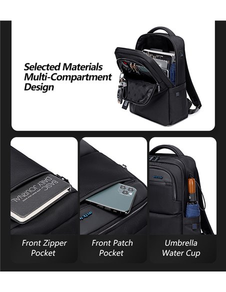 ARCTIC HUNTER τσάντα πλάτης B00477 με θήκη laptop 15.6", 18L, μαύρη