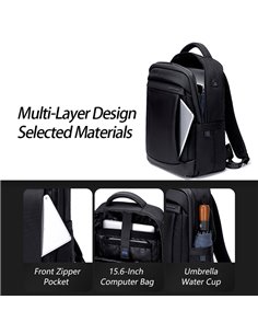 ARCTIC HUNTER τσάντα πλάτης B00478 με θήκη laptop 15.6", 18L, μαύρη