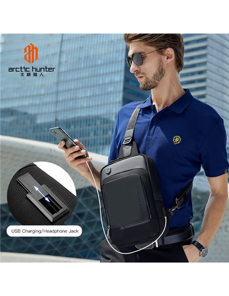 ARCTIC HUNTER τσάντα Crossbody XB00116 με θήκη για tablet, 7L, μαύρη