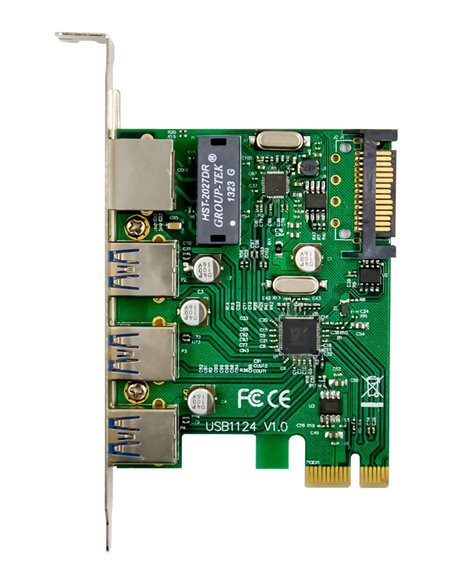 POWERTECH κάρτα επέκτασης PCIe σε USB 3.0 & GbE LAN ST642, VL805&RTL8153