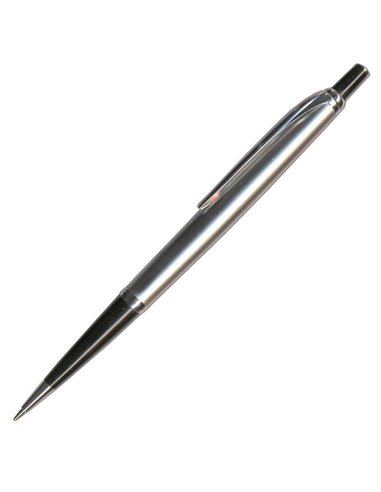 Στυλό με μεταλλικό στεφάνι και κλιπ ασημί-μαύρο
