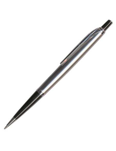 Στυλό με μεταλλικό στεφάνι και κλιπ ασημί-μαύρο