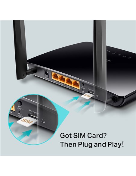 TP-LINK router Archer MR200, 4G LTE, Wi-Fi 750Mbps AC750, Ver. 5.2