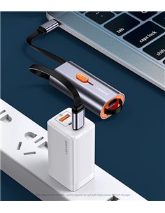 USAMS αντάπτορας USB-C σε USB-C/USB/Lightning SJ560, 60W PD, 0.3m, γκρι