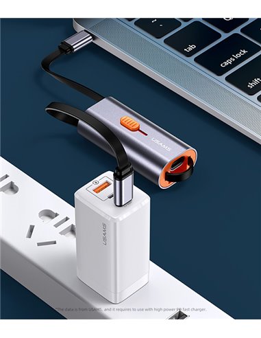 USAMS αντάπτορας USB-C σε USB-C/USB/Lightning SJ560, 60W PD, 0.3m, γκρι