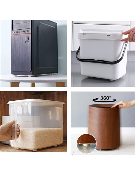 Αυτοκόλλητα ροδάκια HUH-0084, πλαστικά, λευκά, 4τμχ