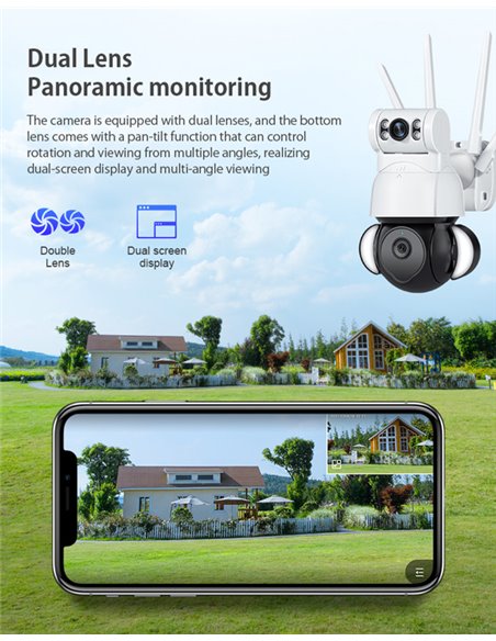 SECTEC smart κάμερα ST-428-4M-DL με προβολείς, dual lens, 4MP, Onvif PTZ