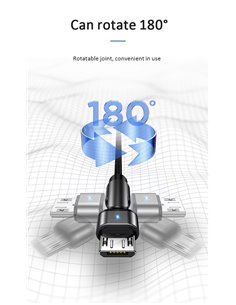 USAMS καλώδιο Micro USB σε USB SJ478, περιστρεφόμενο, 2A, 1m, πράσινο