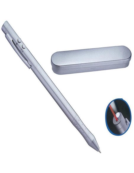 Στυλό 4 σε 1 laser - led σε μεταλλική θήκη