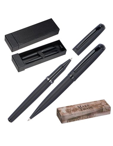 Σετ 2 στυλό πολυτελείας μαύρα, από μέταλλο Υ14,4xØ1,1εκ.
