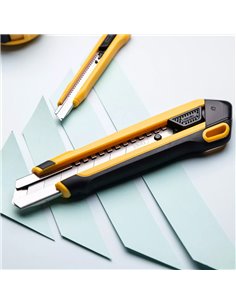 DELI πλαστικό κοπίδι με ασφάλεια DL025, 25mm, κίτρινο