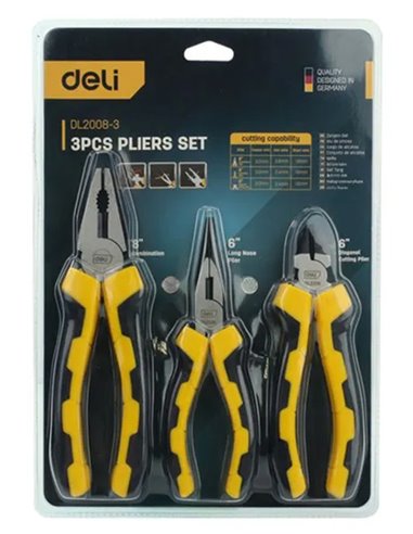 DELI σετ πένσες DL2008-3 με αντιολισθητικές λαβές, 20.5/17.5/17cm, 3τμχ