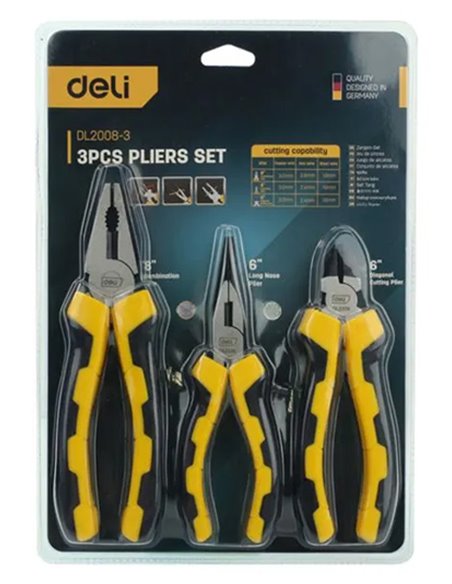 DELI σετ πένσες DL2008-3 με αντιολισθητικές λαβές, 20.5/17.5/17cm, 3τμχ