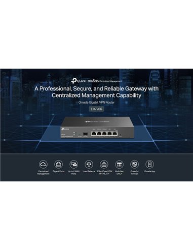 TP-LINK Gigabit VPN Router ER7206, 5x Gigabit & 1x SFP port, Ver. 1.0